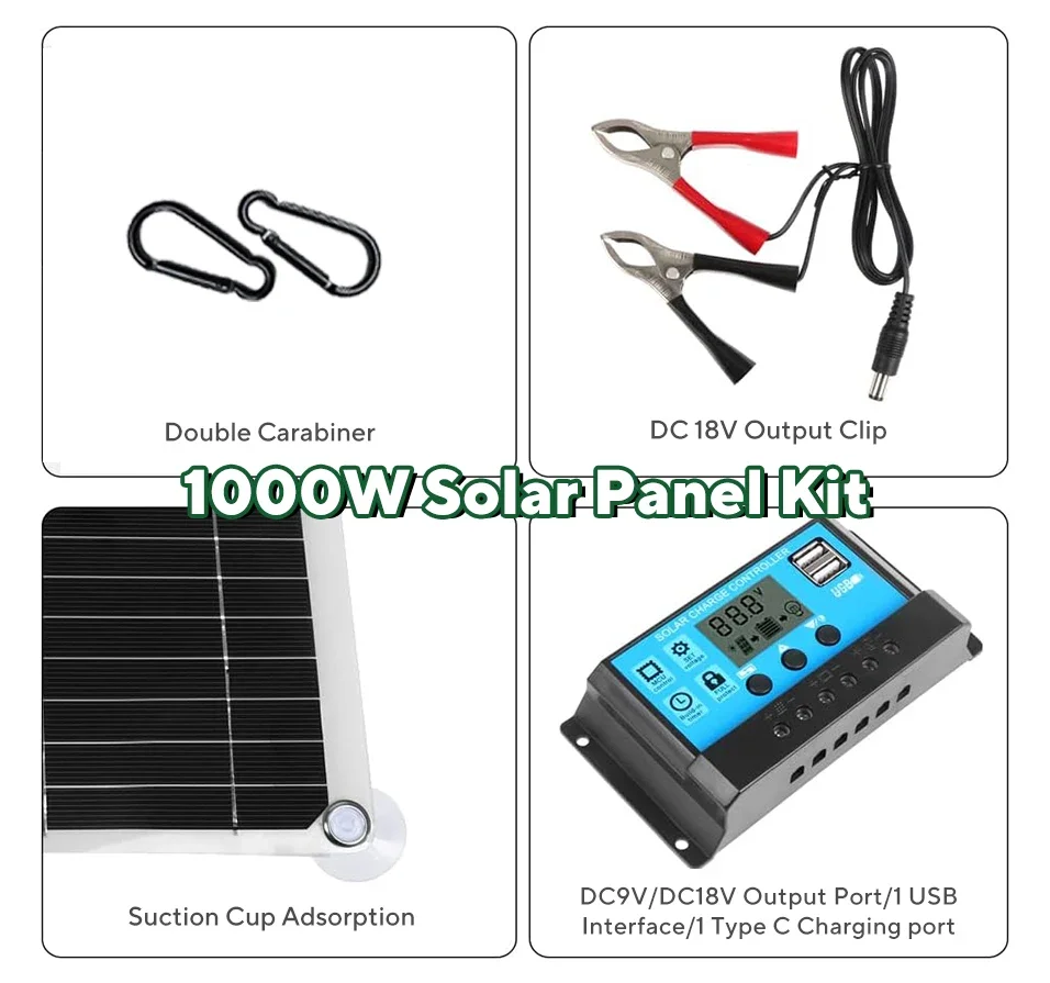 1000W Solar Panel Kit,12V Sola - Solar Emergency Charger review and price